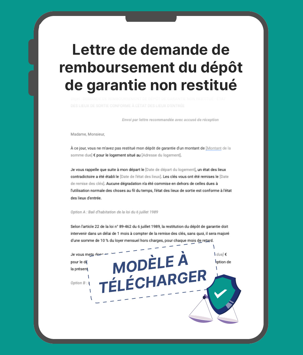 Lettre de demande de remboursement du dépôt de garantie non restitué modèle gratuit