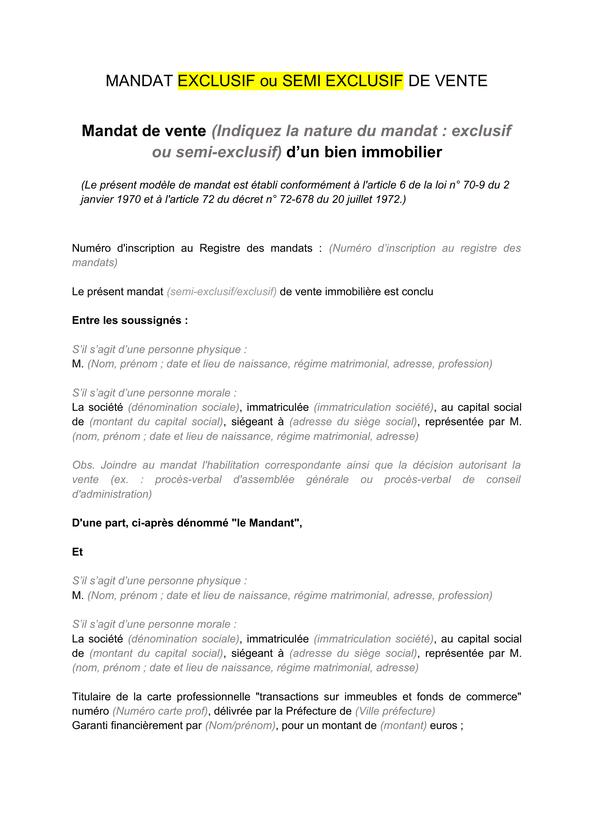 Mandats Simples Semi Exclusifs Ou Exclusifs Quelles Diff rences YDCISN Mandats Simples Semi Exclusifs Ou Exclusifs Quelles Diff rences YDCISN