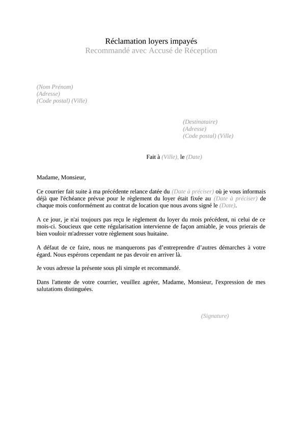 Lettre De R clamation Pour Loyers Impay s Mod le Gratuit lettre-de-r-clamation-pour-loyers-impay-s-mod-le-gratuit