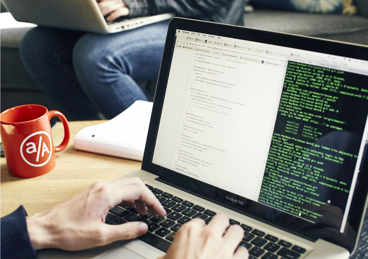 App Academy student coding on computer