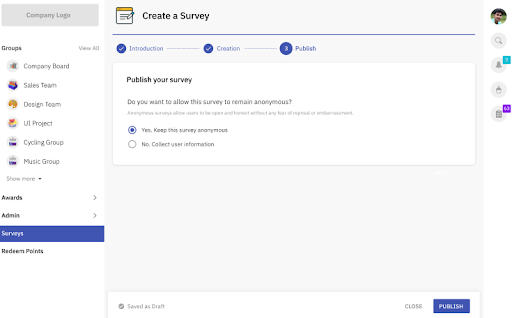 Publish the survey