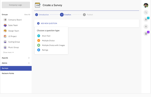 Add questions to the survey