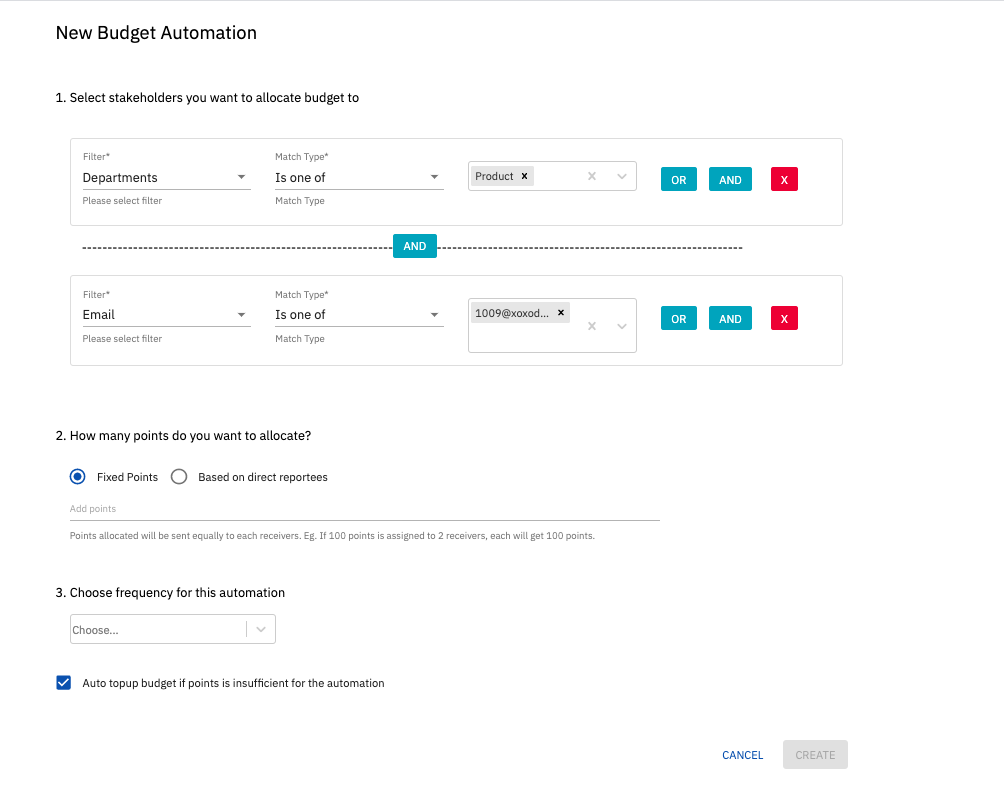 Advanced condition builder in budget automation