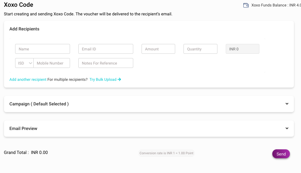 Fig. 3: Admin journey for Xoxo points and codes