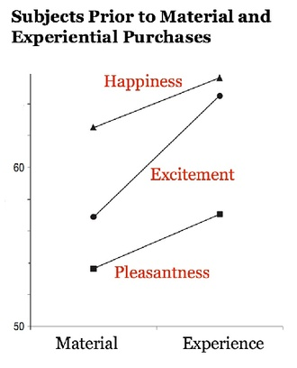 Graph compares emotions during material and experience purchases