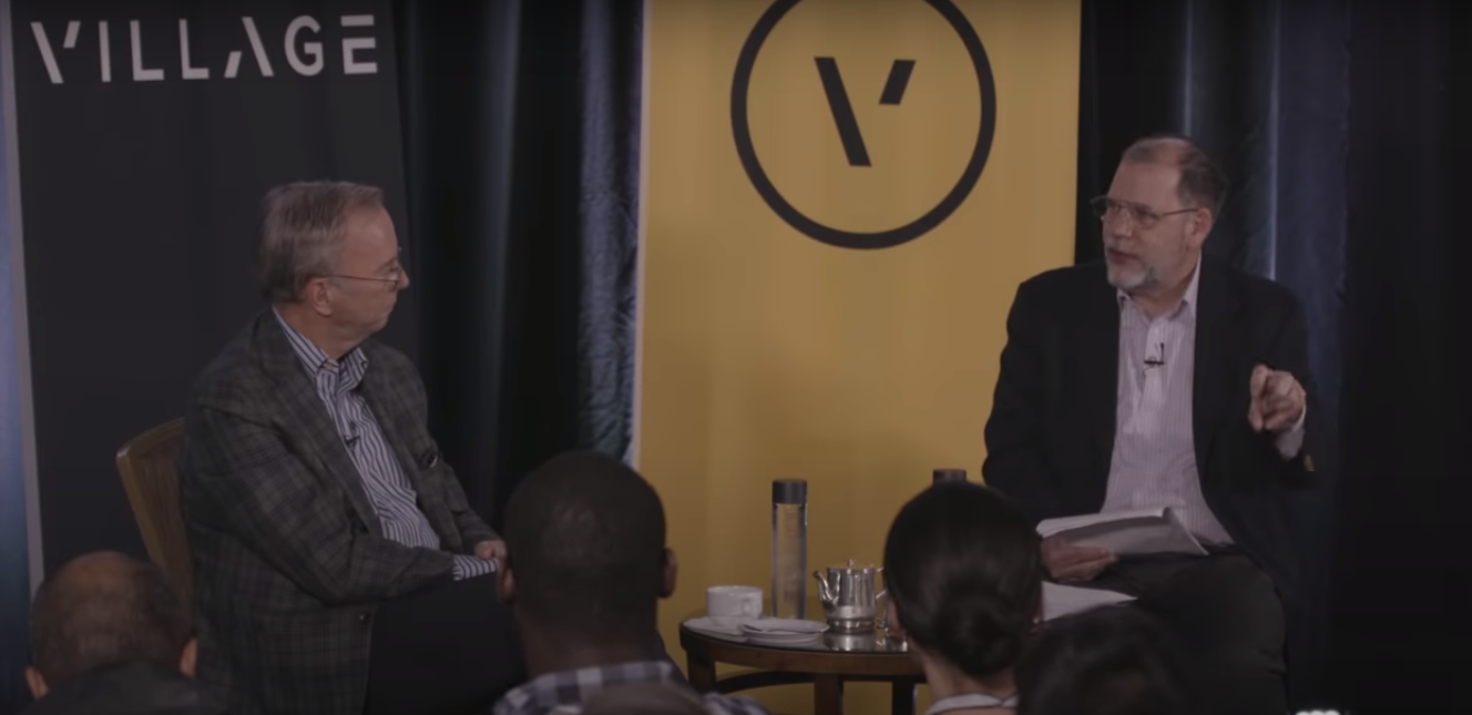 Eric Schmidt (left) during the Tyler Cowen interview