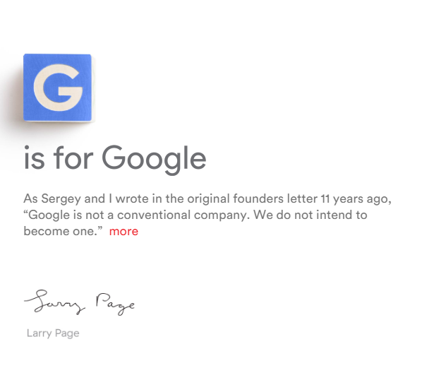 Larry Page in Alphabet’s home page quotes.