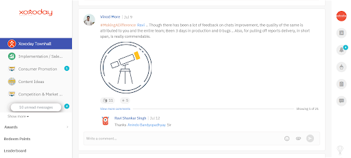 An example of how ‘Badges’ are used for engagement