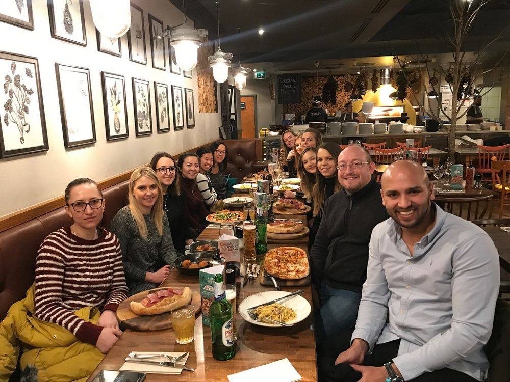 A team lunch at First Point Group’s London Office