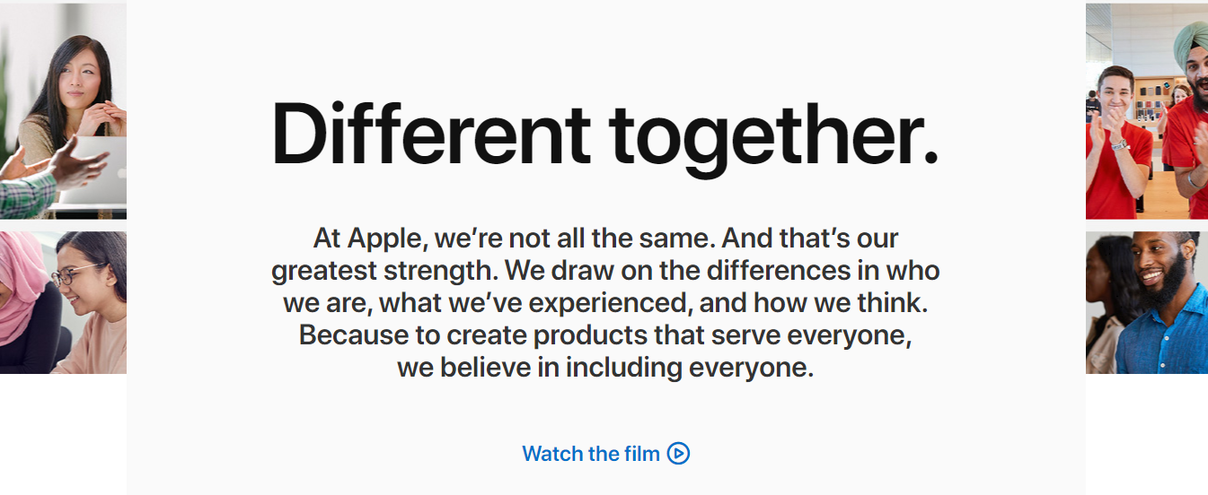 Diversity Page in Apple website