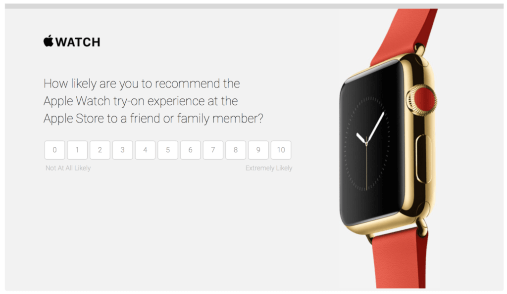 An apple watch NPS survey for the customers