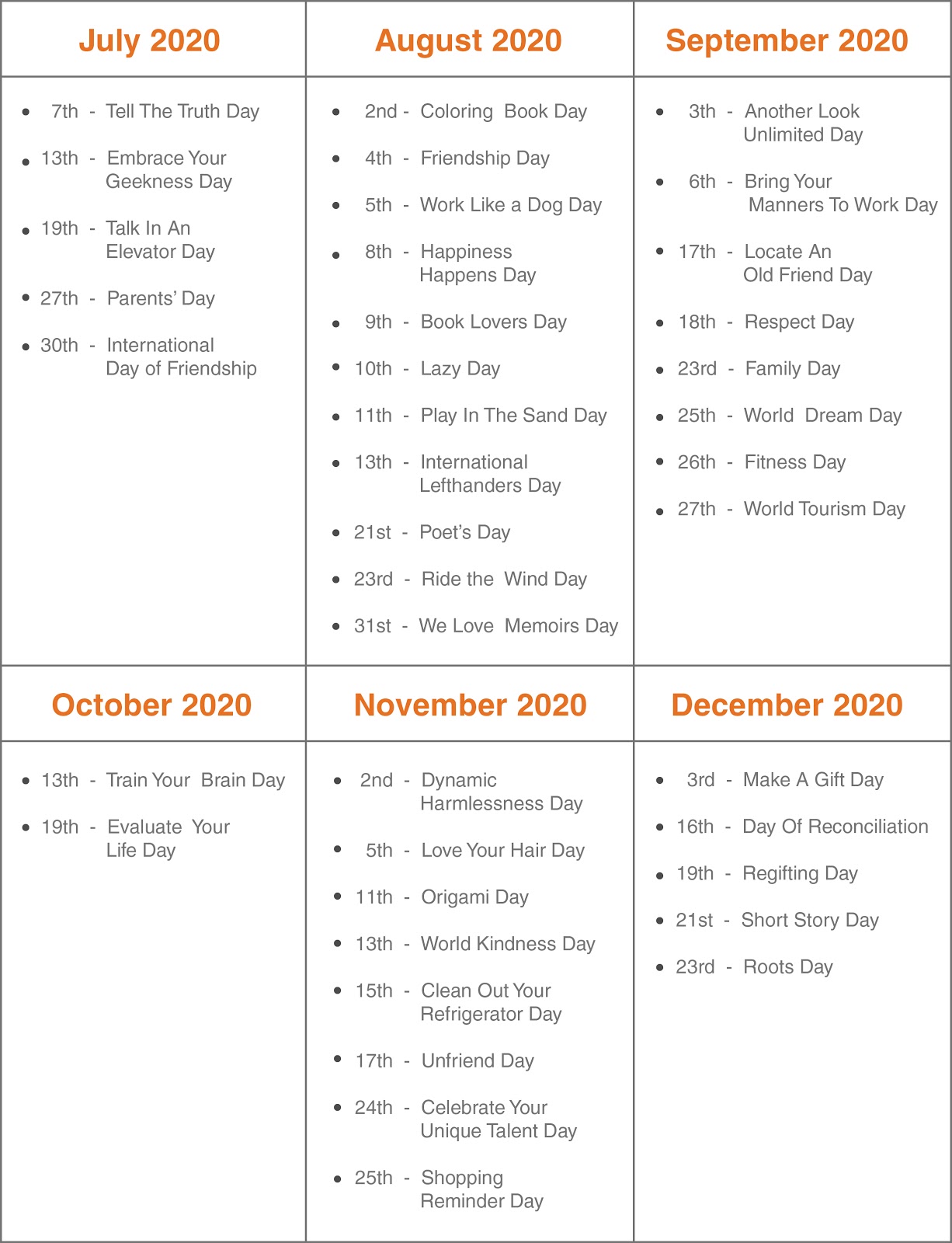 Fun themed days