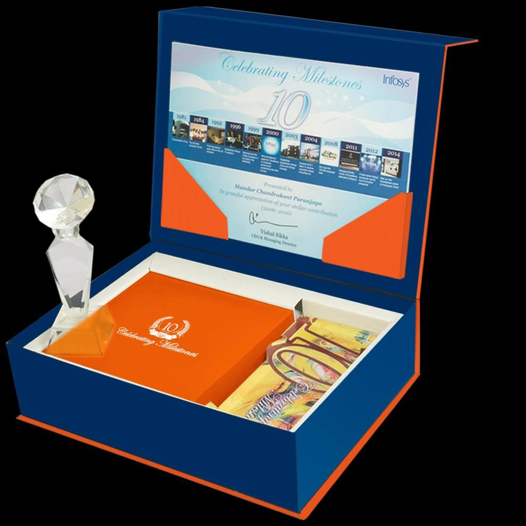 A keepsake Xoxoday long service award memorabilia.