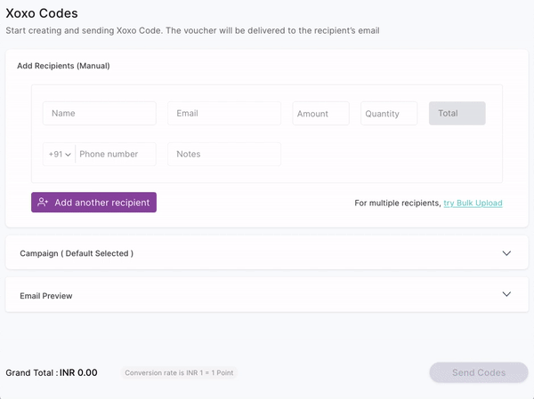 A Xoxoday Plum User Interface