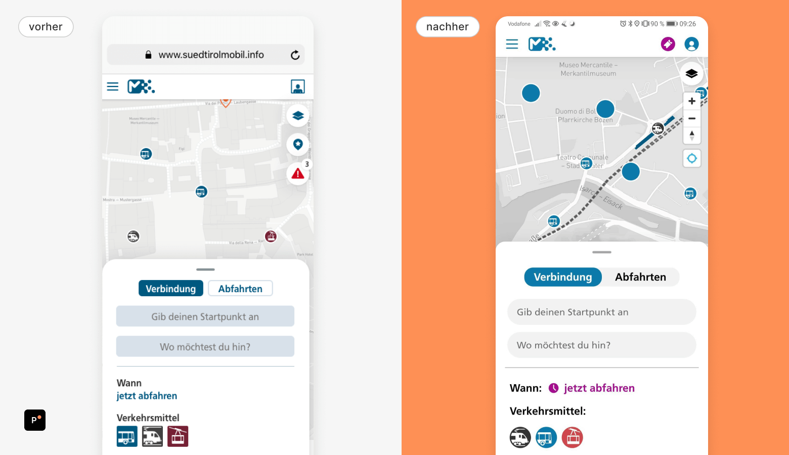 Vergleich der Farben von vorher und nachher