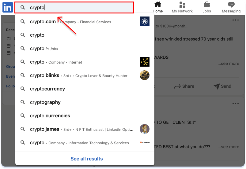 Insert your keyword in the search bar on the top left corner