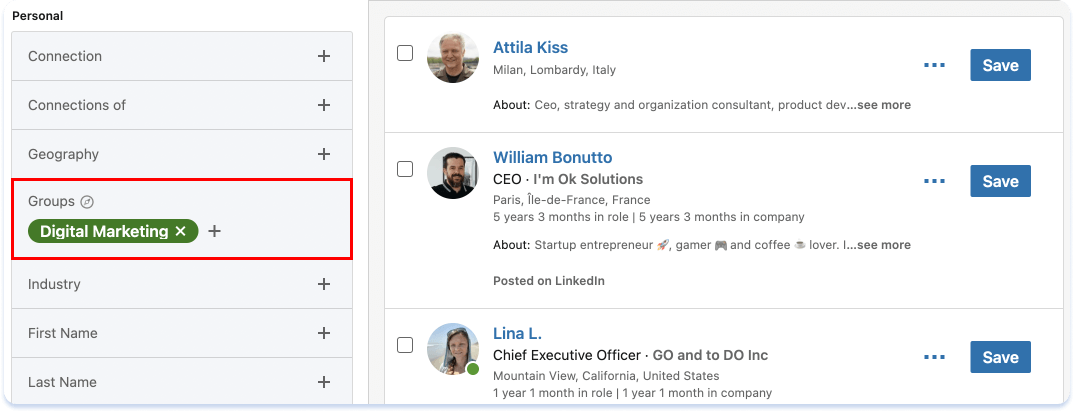 Search for members of a group