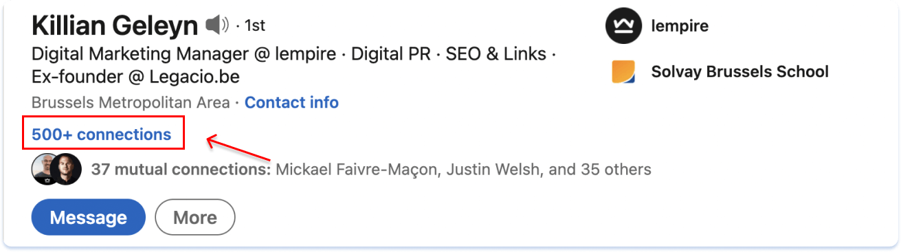 Click Connections on member's profile