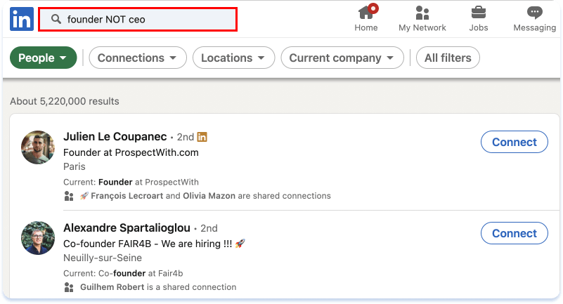 Type NOT before the term in the search box