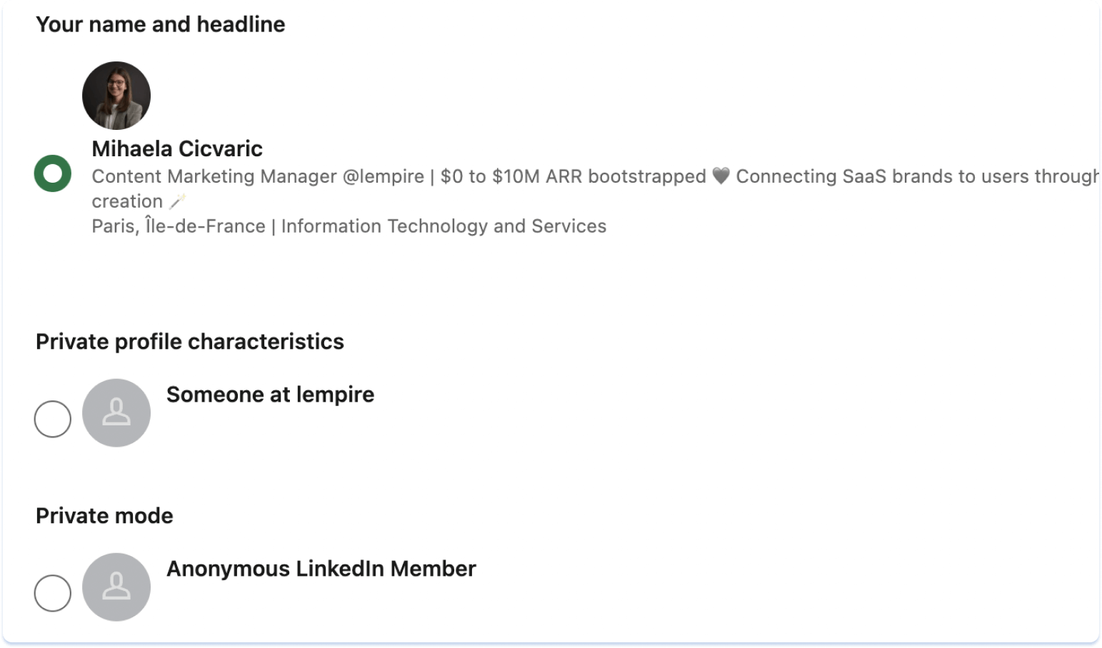 Choose one of the two private modes