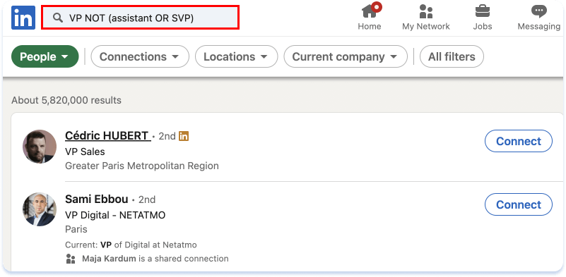 Use parentheses in the search bar