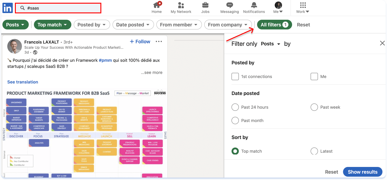 Insert your hashtag in the search box