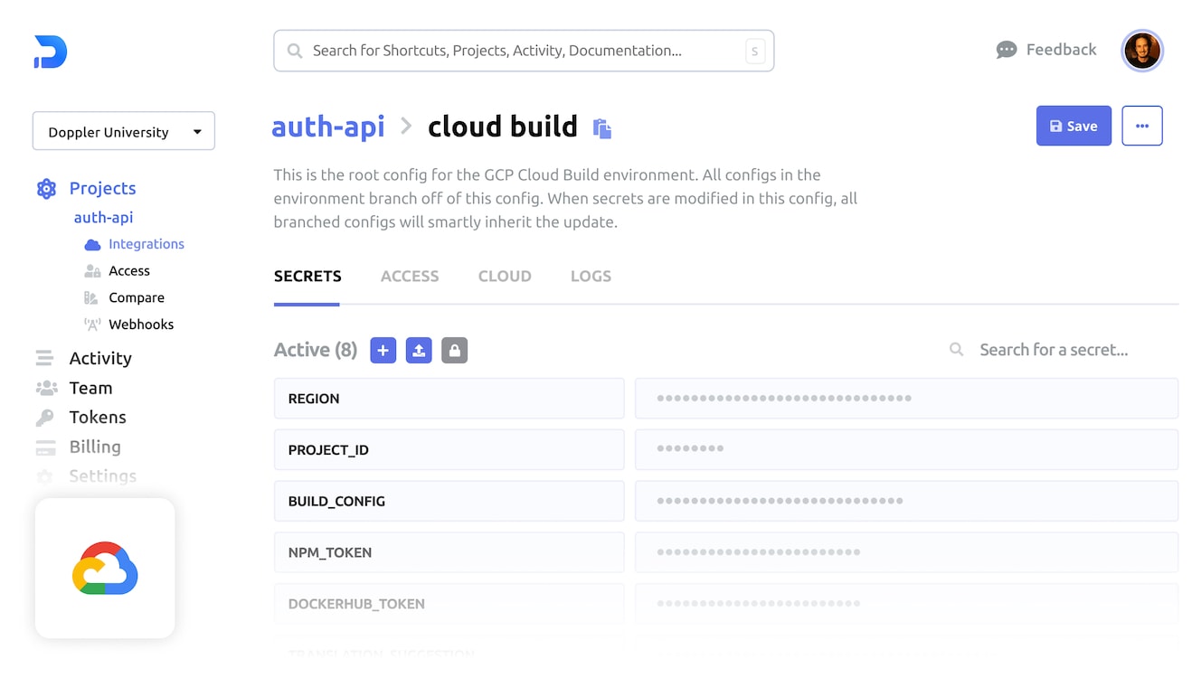 GCP Cloud Build Integrations | Doppler SecretOps