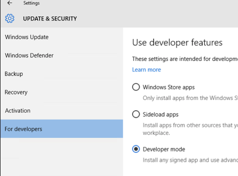 Run in developer mode