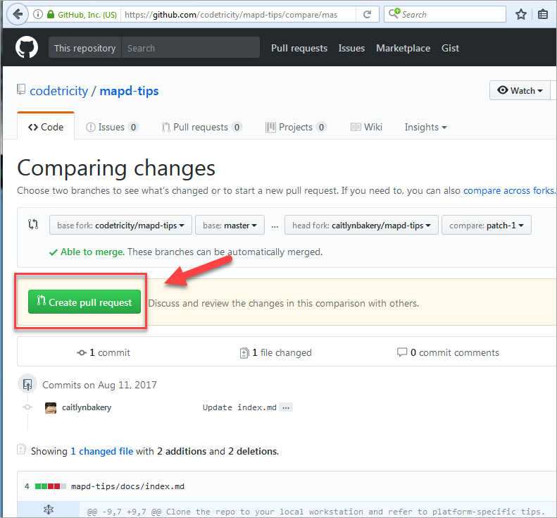Create the pull request