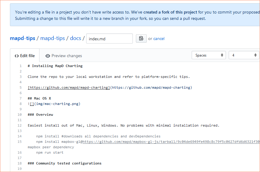 Edit in markdown