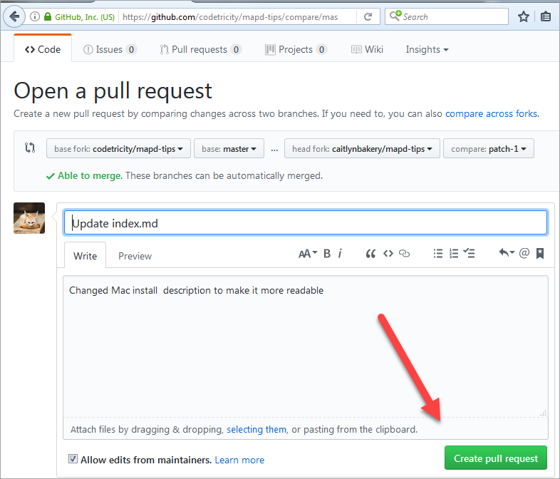 Create the pull request