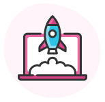 Rocket ship icon to represent professional development.