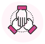 Hands coming together to represent first-class support.