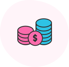 Icon of coins to represent subscription pricing.
