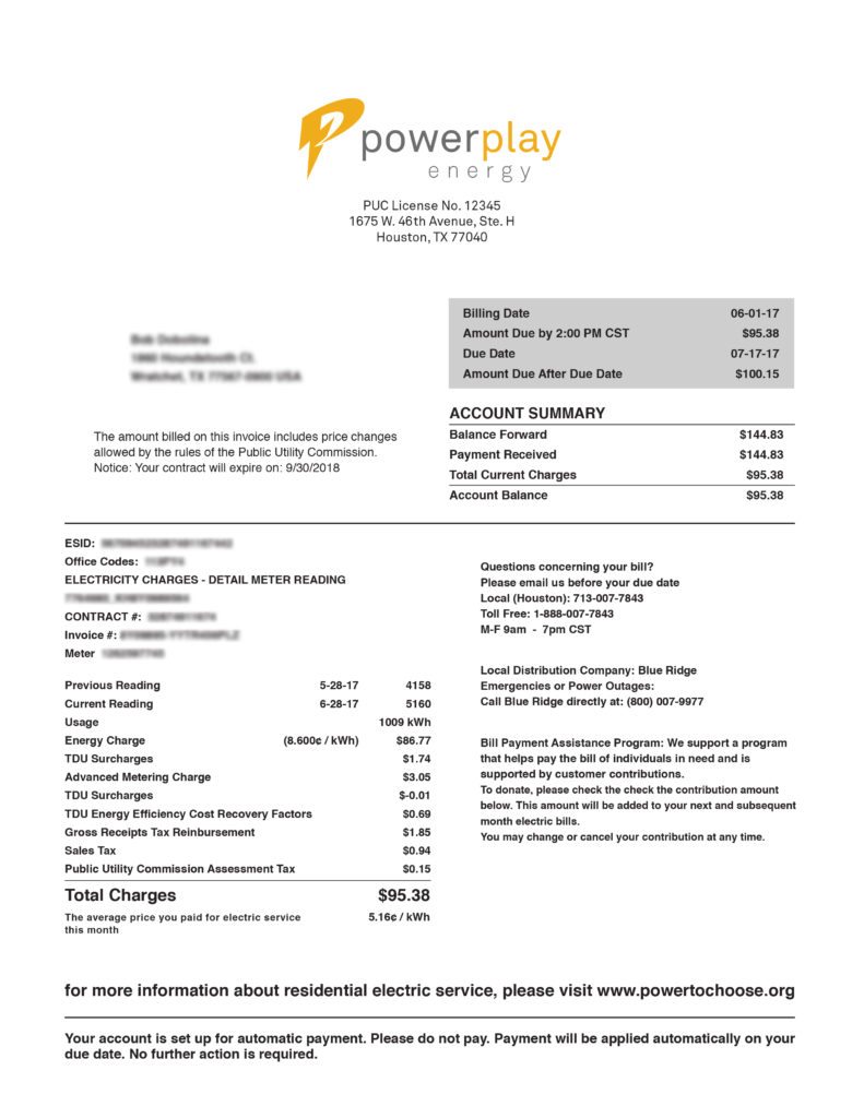 fake energy bill