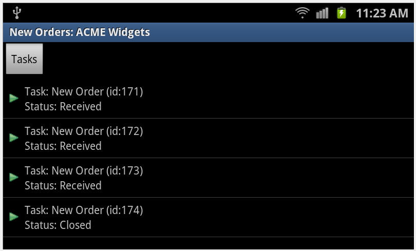 BPM Task List on Samsung Galaxy S II, Android v2.3.6 (Gingerbread), Dual Core Qualcomm CPU ? 1.5GHz