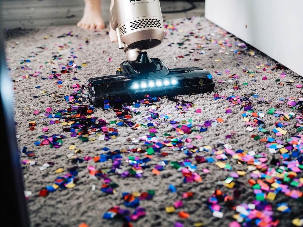 a vacuum cleaner cleaning basement floors
