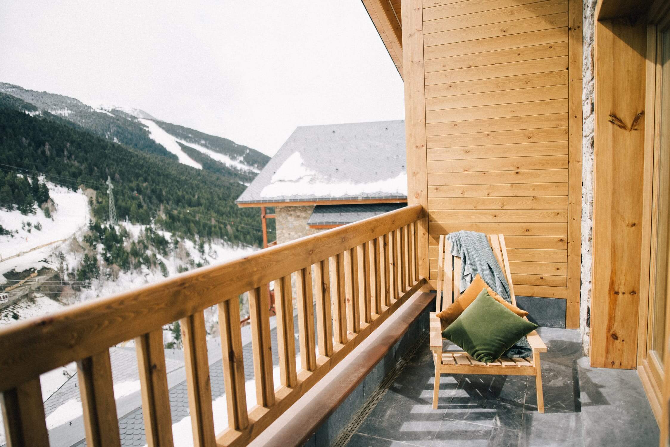 cabin deck near mountains