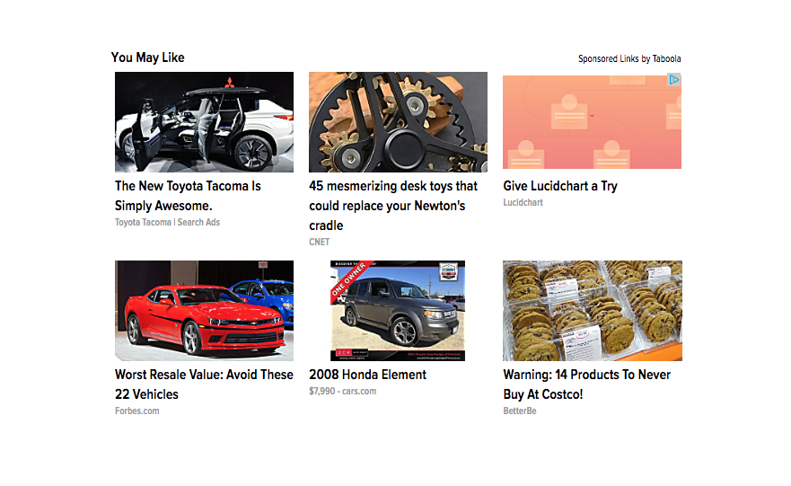 Taboola and Outbrain ads are awful. Please don't put them in your emails.