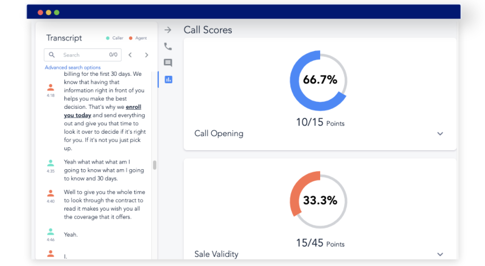 Invoca automated QA call scorecard