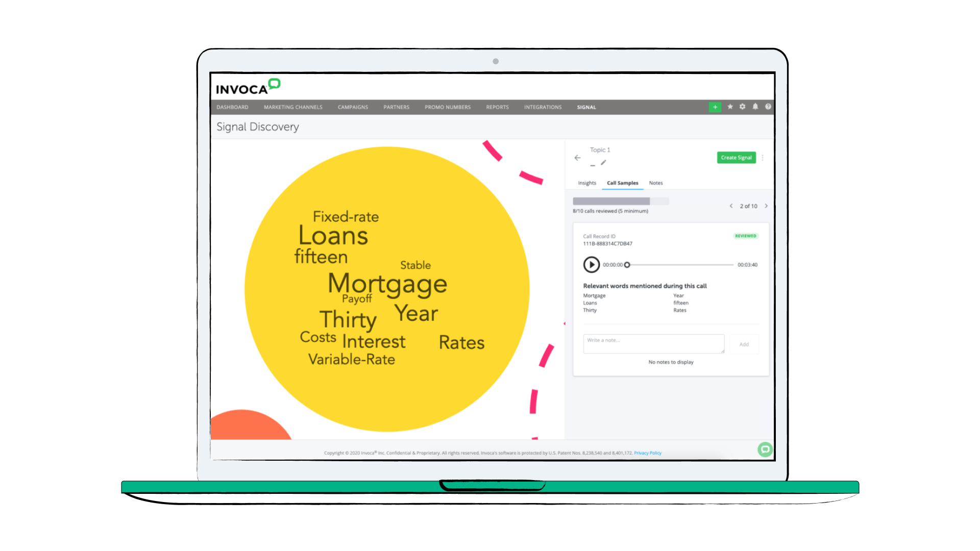 Keywords and topics derived from customer conversations with Invoca Signal Discovery