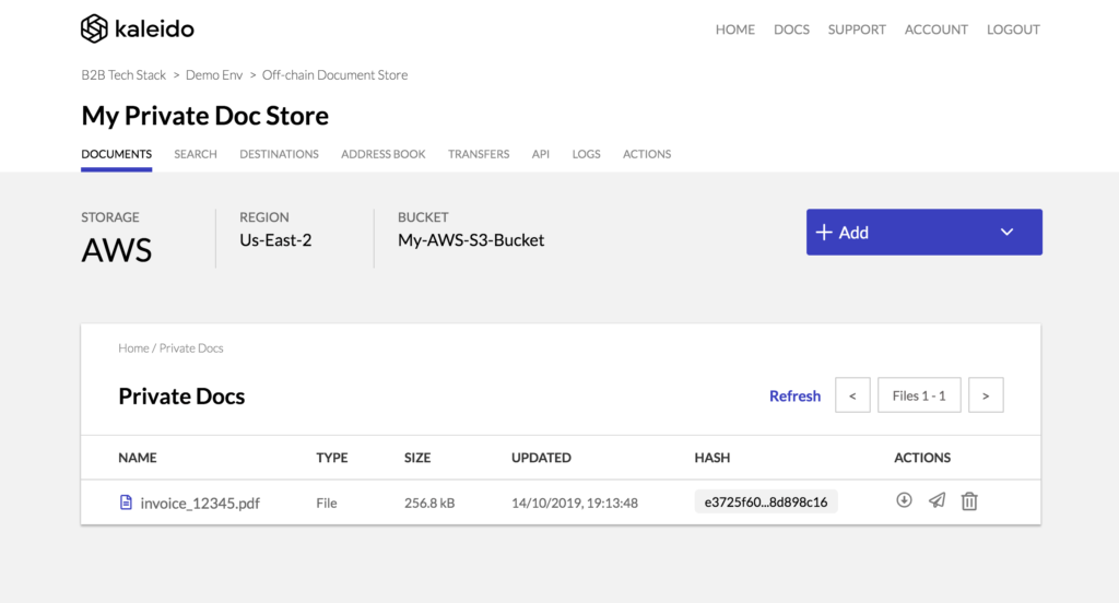 Private Document Store configured with AWS S3 External Storage