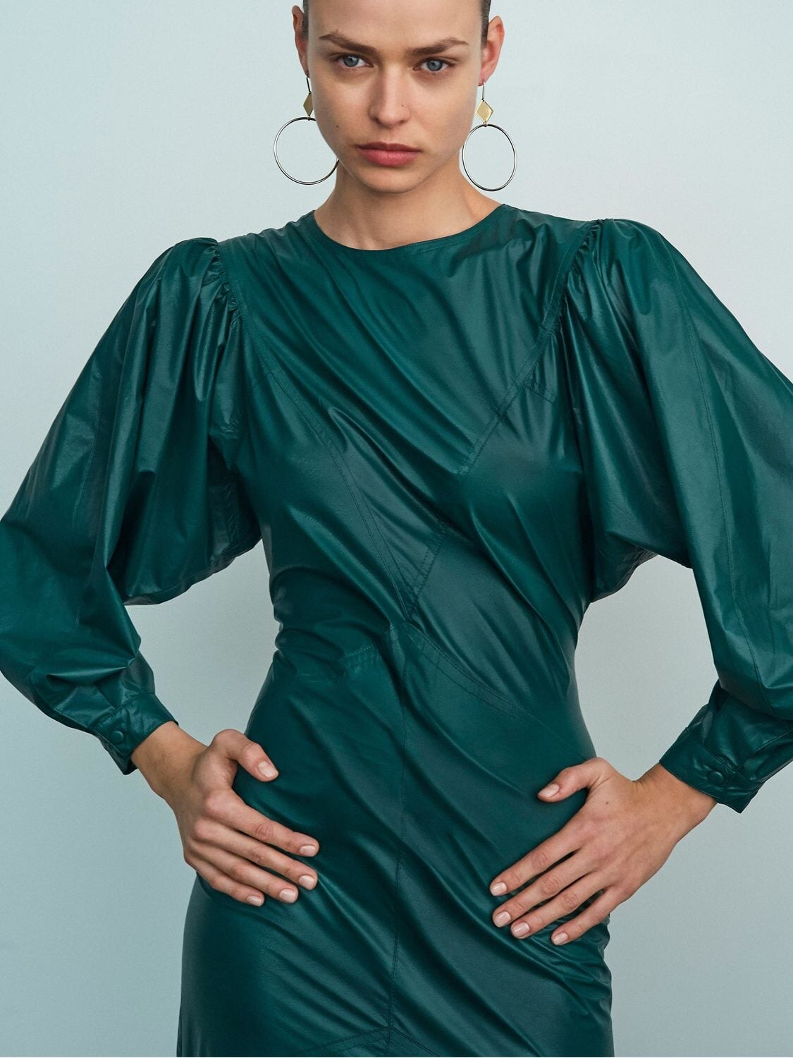 ISABEL MARANT DREA FAUX LEATHER MIDI DRESS