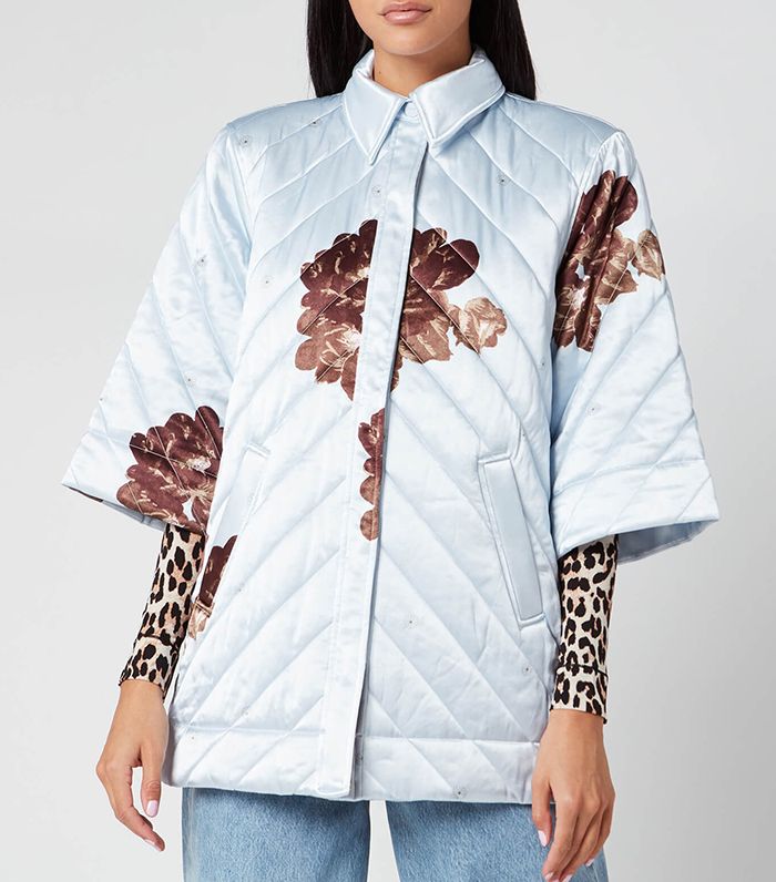 GANNI Floral Print Quilted Jacket