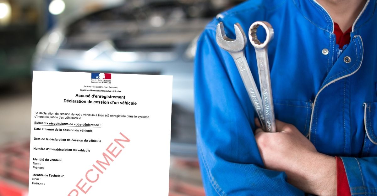 Déclaration (certificat de cession) pour garage, professionnel de l'automobile