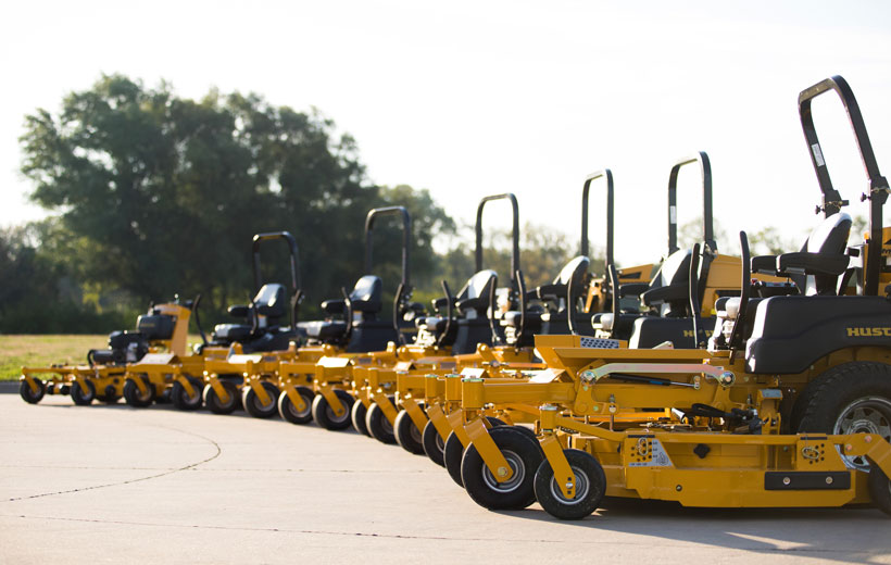 Image of many mowers in a row