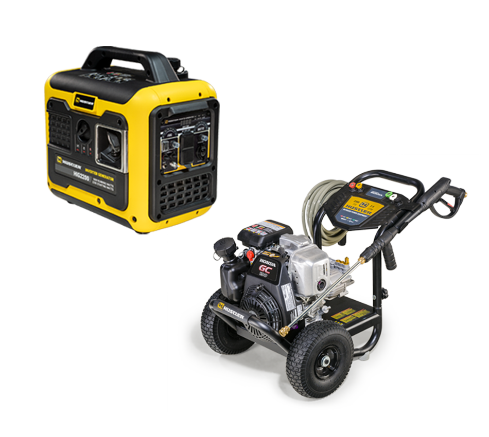 image of the front three quarters of a yellow zero-turn mower