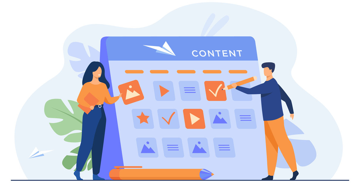 Two People Filling Out A Content Calendar