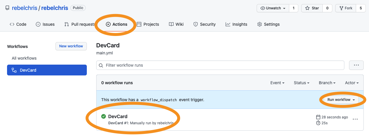 Screenshot from GitHub highlighting the specific GitHub Action