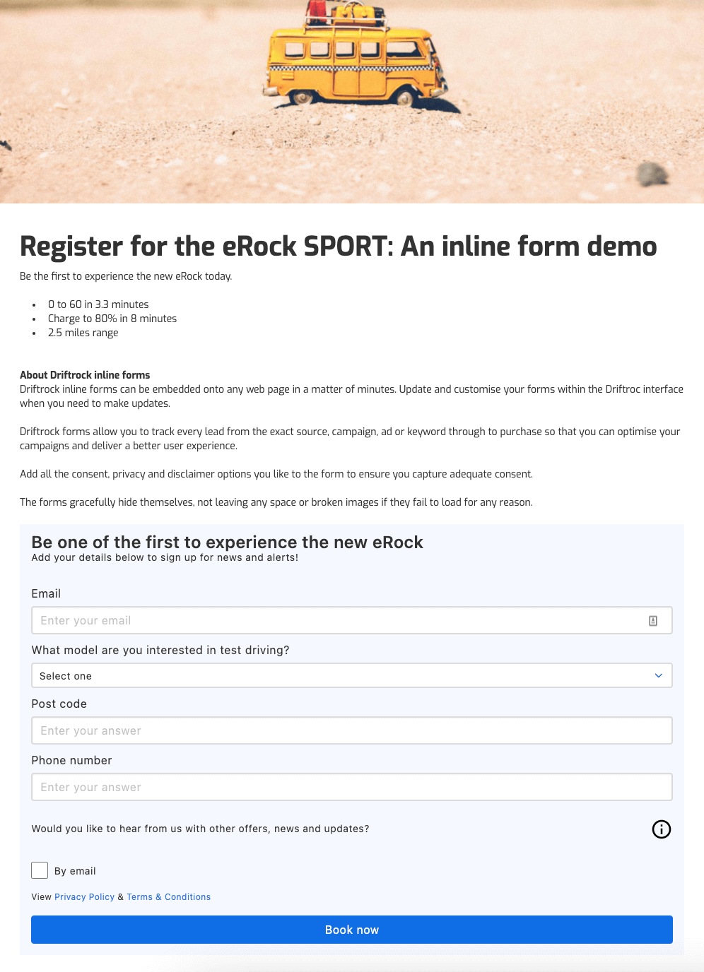 Driftrock Inline Lead Forms for your website